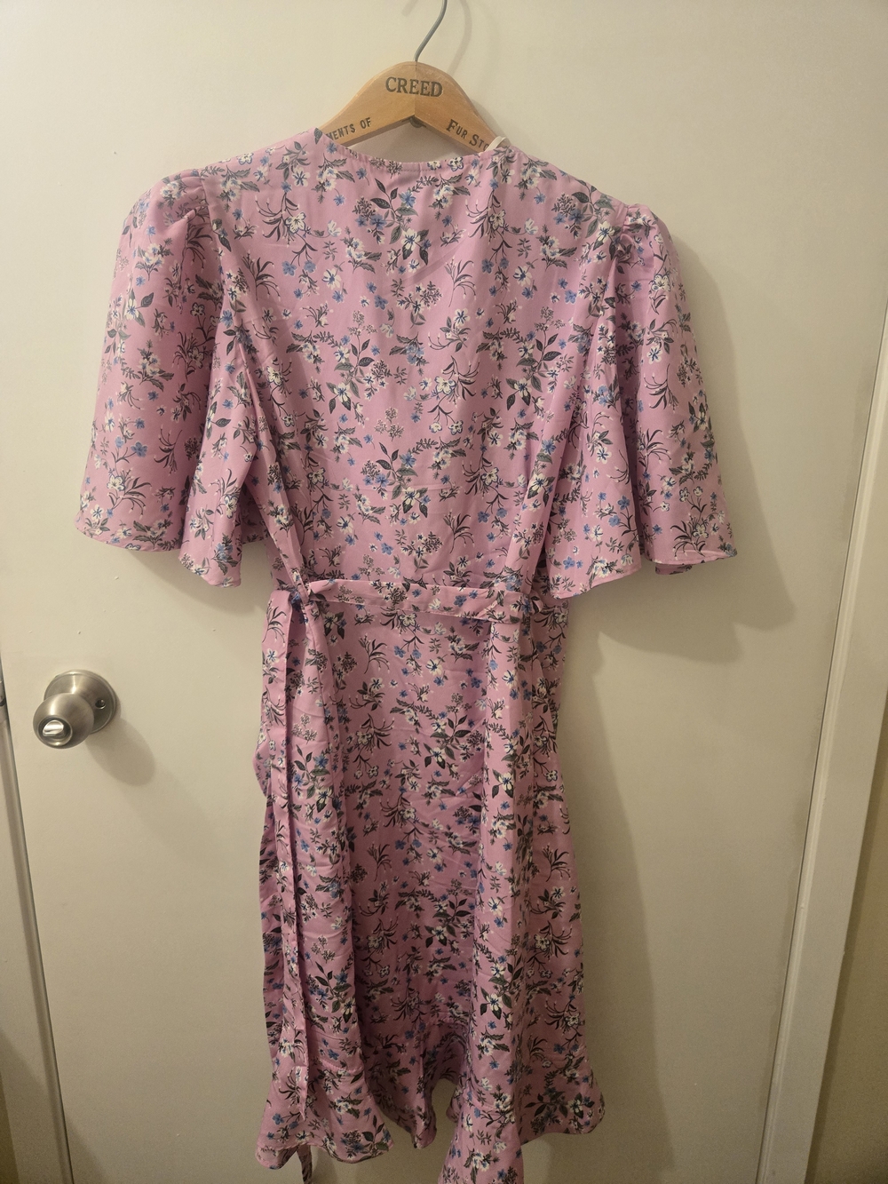 Vero Moda Pink Floral Midi Wrap Dress with Flutter Sleeves